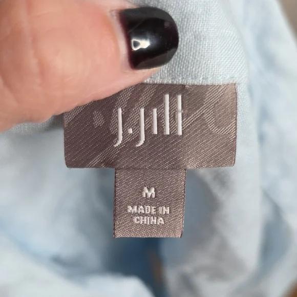 Sky Blue Linen J. Jill Button Down Shirt Medium - Picture 7 of 7